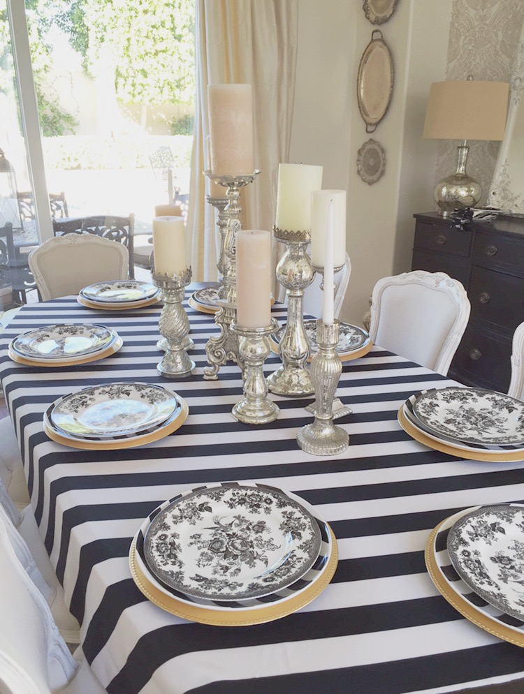 elegant black and white halloween table with white pumpkins 7