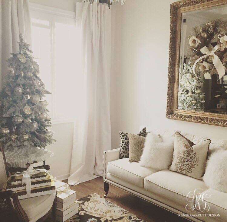 Elegant Christmas den with tabletop Christmas tree