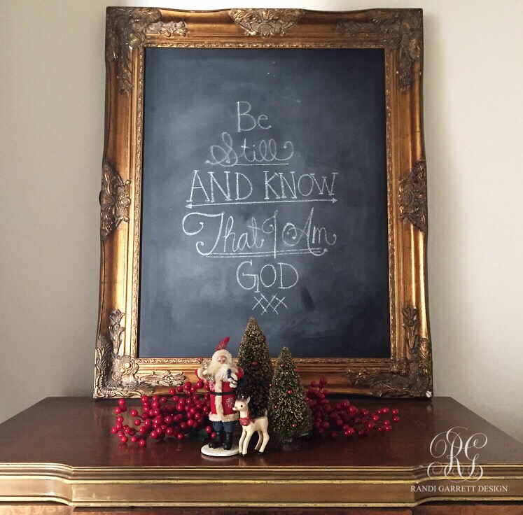 Vintage Christmas vignette chalkboard