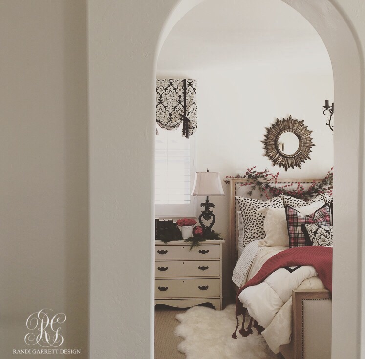 Red, white and black Christmas bedroom