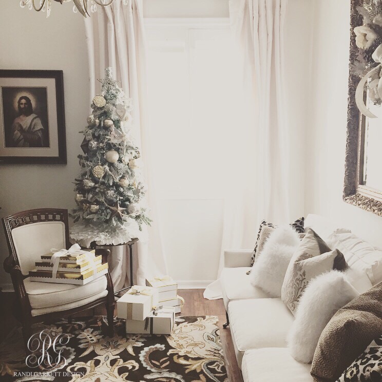 Elegant Christmas den with tabletop Christmas tree