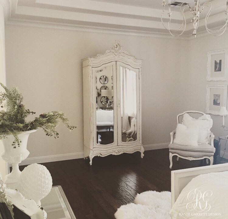 Elegant white Christmas master bedroom by Randi Garret Design