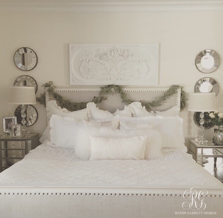 Elegant white Christmas master bedroom by Randi Garret Design