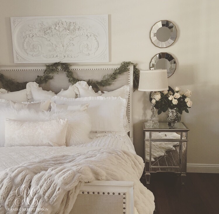 Elegant white Christmas master bedroom by Randi Garret Design