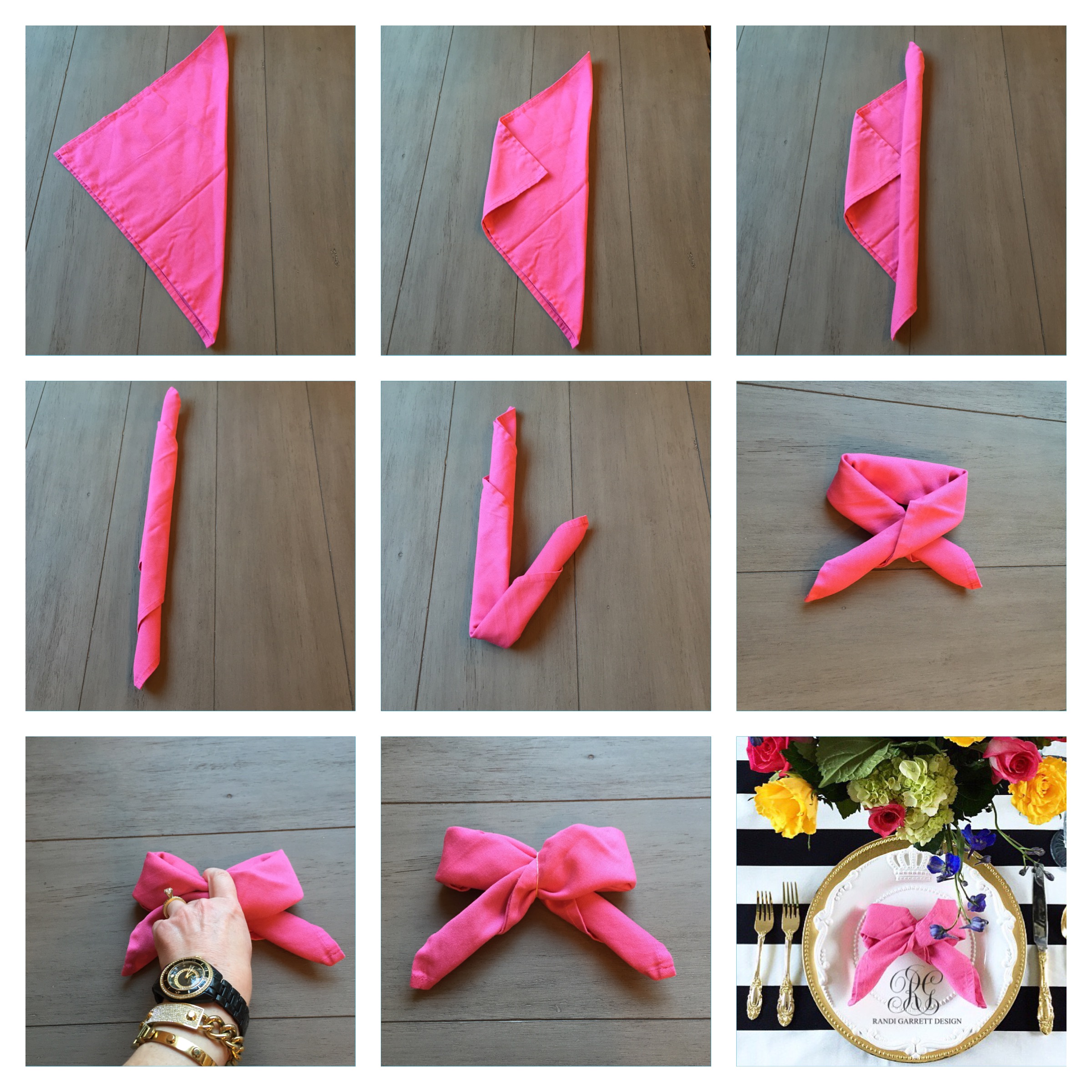 How to fold a napkin into a bow. Kate Spade inspired brunch
