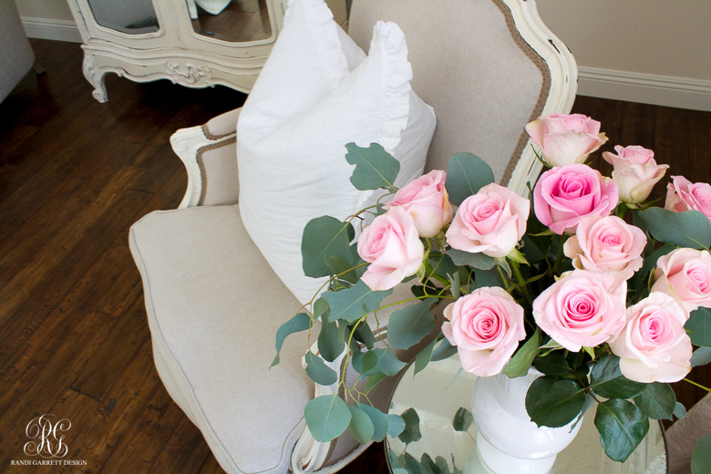 Spring master bedroom with pink roses