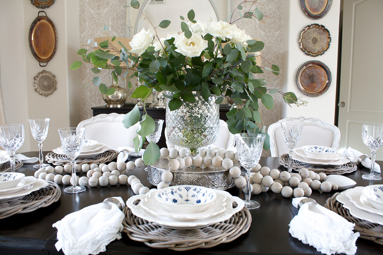 White Roses summer Table with Sugar Boo prayer beads