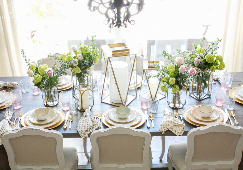 Pink and gold Mother's day Tablescape by Randi Garrett Design