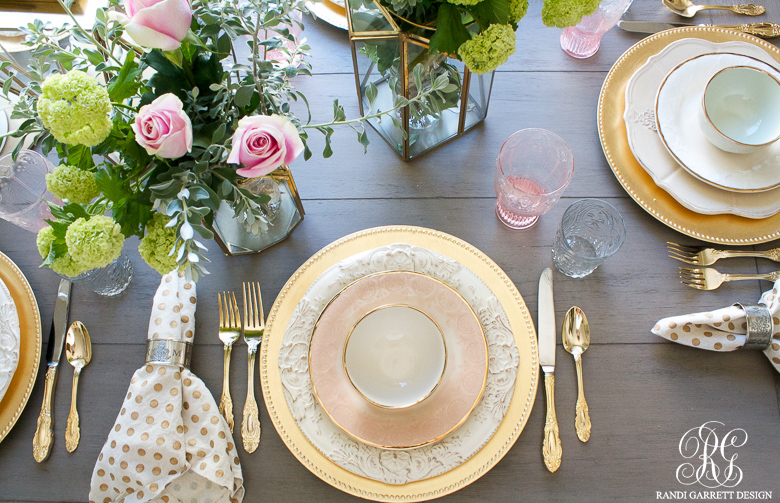 mothers day table pacesetting by Randi Garrett Design pink and gold glam