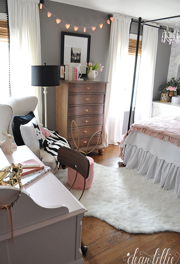 pink and gray girl bedroom