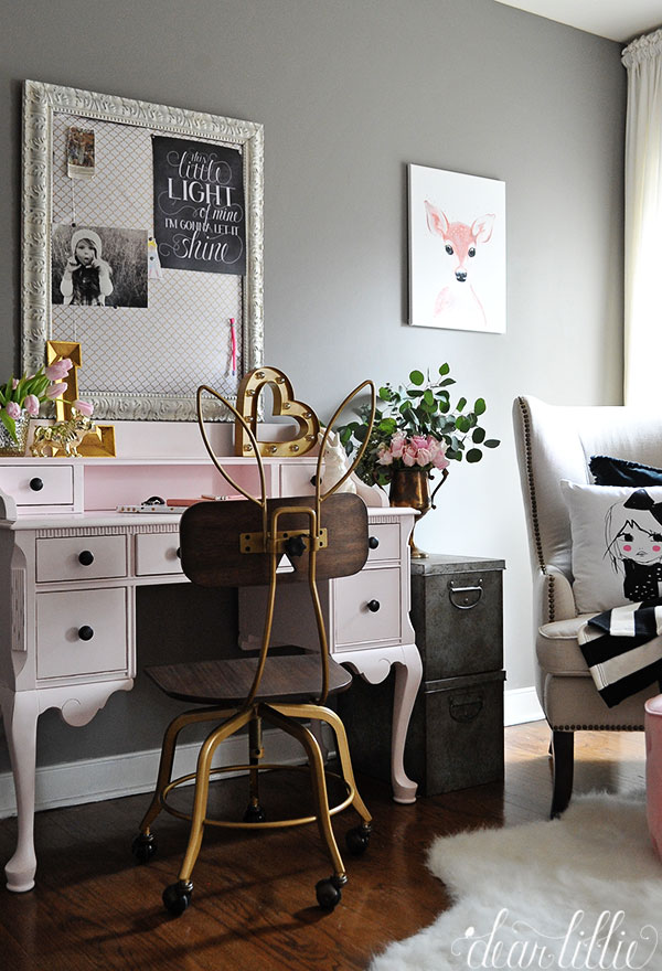 pink and gray girl bedroom