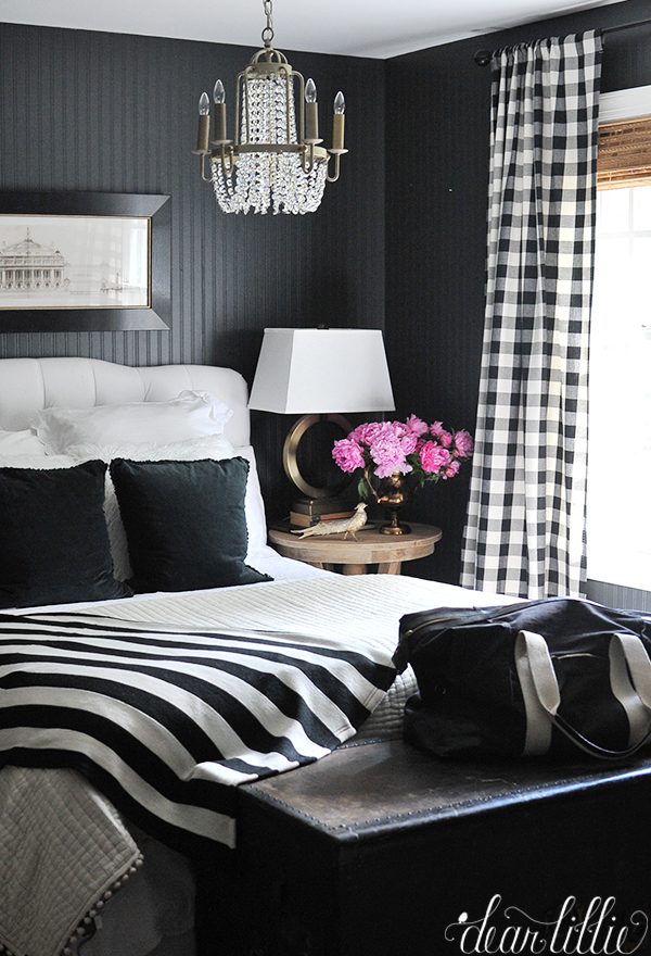 guest bedroom, dark gray walls