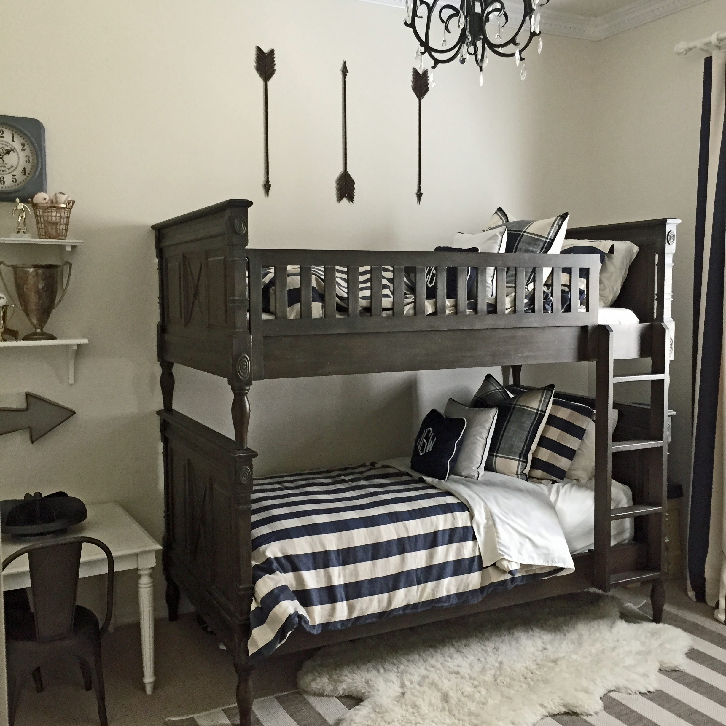 Classy boy's bedroom with bunkbeds