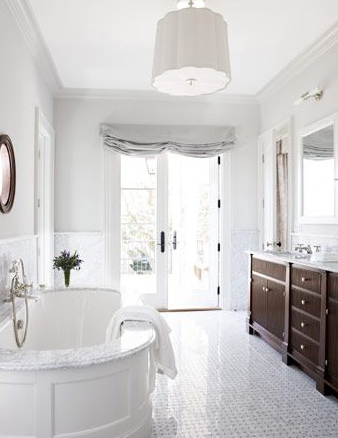 Dream master bathroom with marble floors