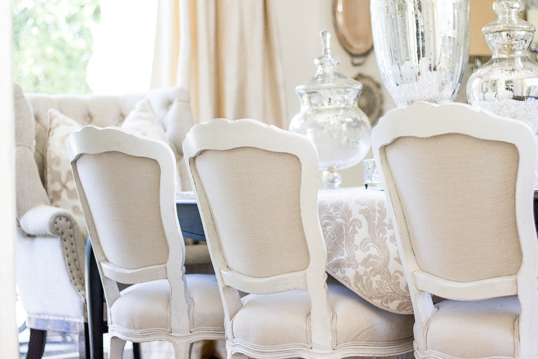 Elegant white dining chairs