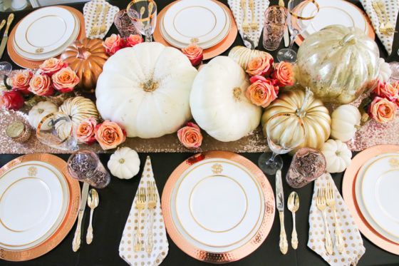 how to set an elegant rose gold fall table