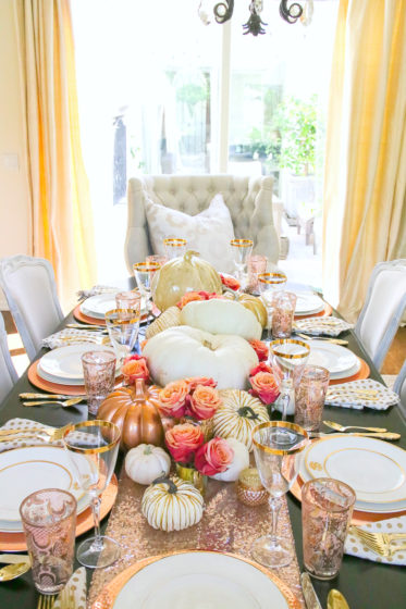 how to set an elegant rose gold fall table