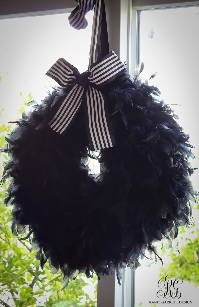 black-feather-wreath-black-and-white-kids-halloween-table