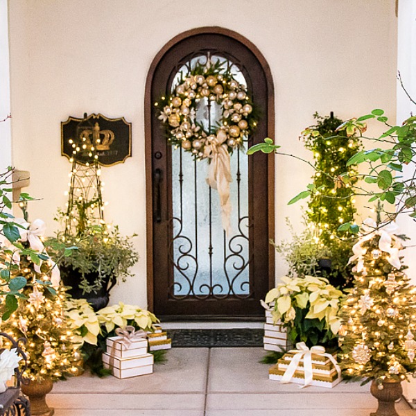 Silver and Gold Christmas Front Porch - Randi Garrett Design