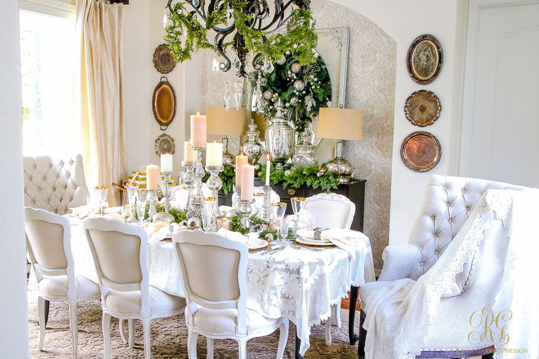 Elegant White And Gold Christmas Dining Room And Table Scape