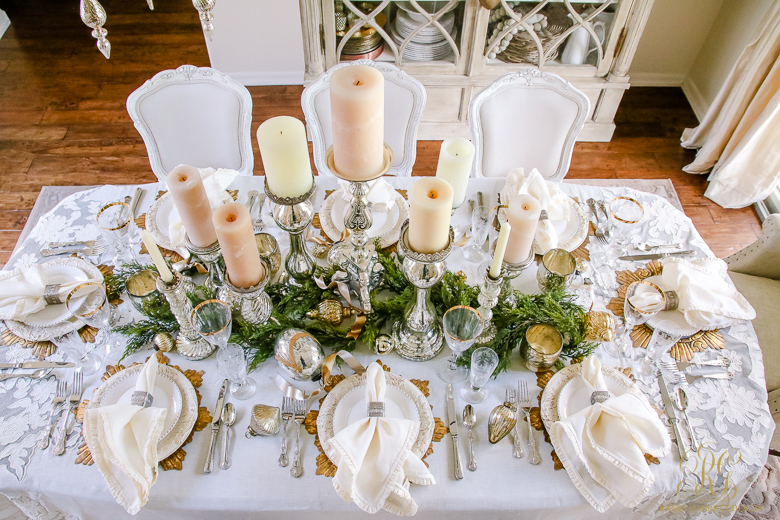 elegant white and gold christmas dining