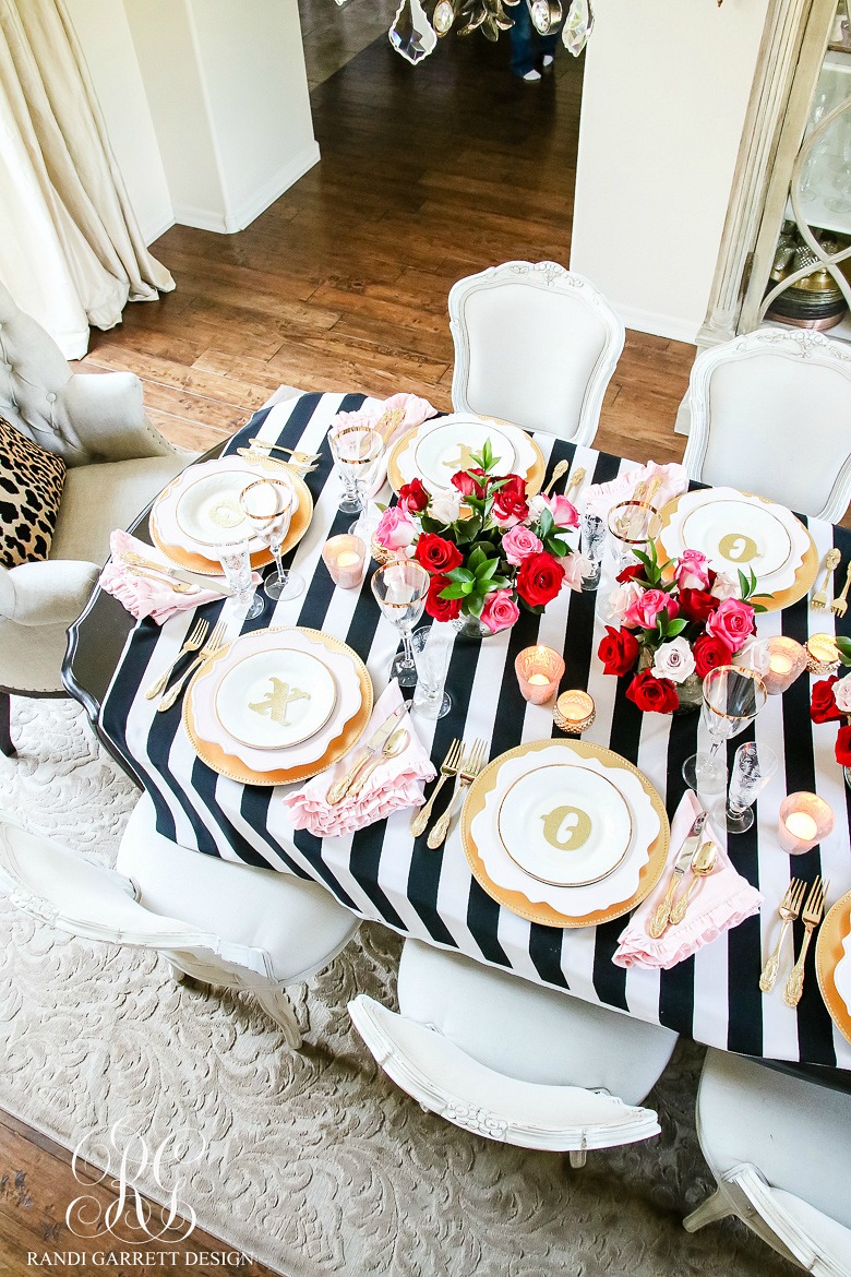 Woman in Real Life: Valentine's Day Pink and Gold Table Decor with Gold  Flatware