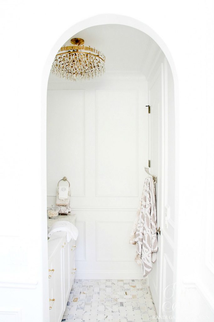 Glam Transitional Guest Bathroom Reveal with Marble Silver and Brass