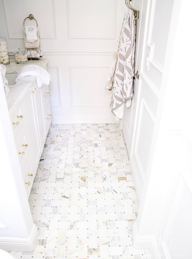 Glam Transitional Guest Bathroom Reveal - with Marble Silver and Brass