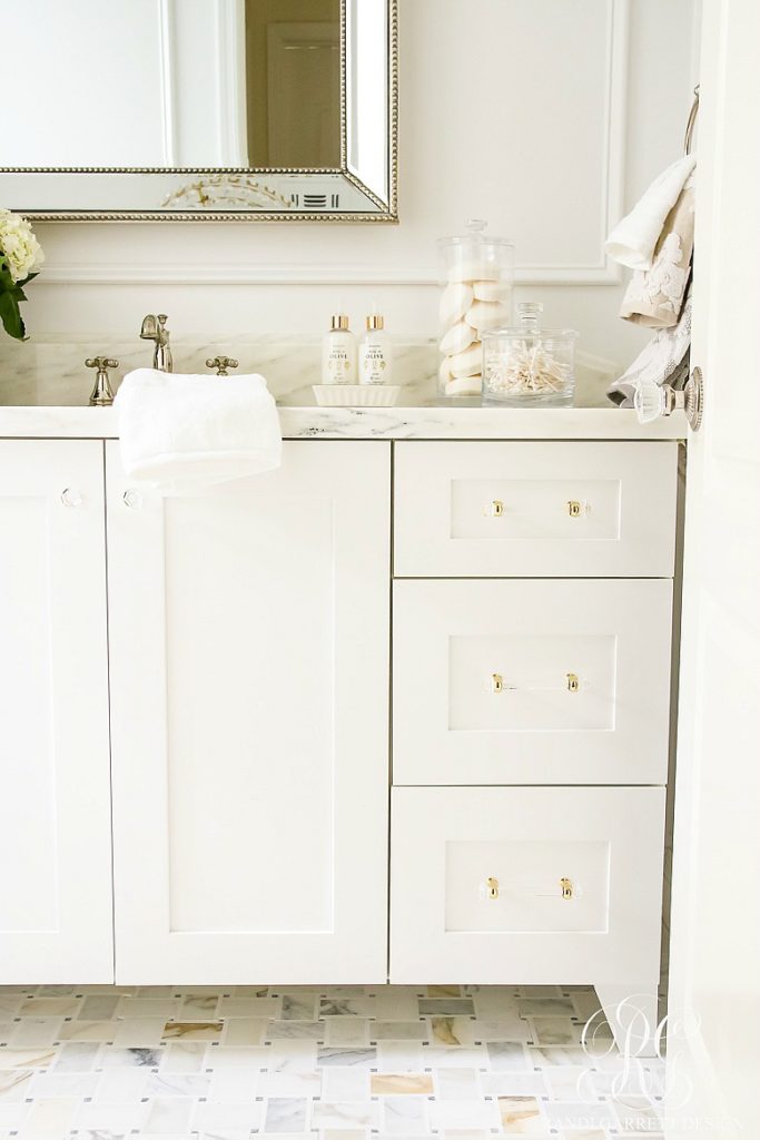Glam Transitional Guest Bathroom Reveal - with Marble Silver and Brass