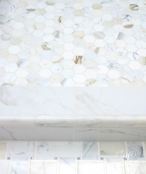 Glam Transitional Guest Bathroom Reveal - with Marble Silver and Brass