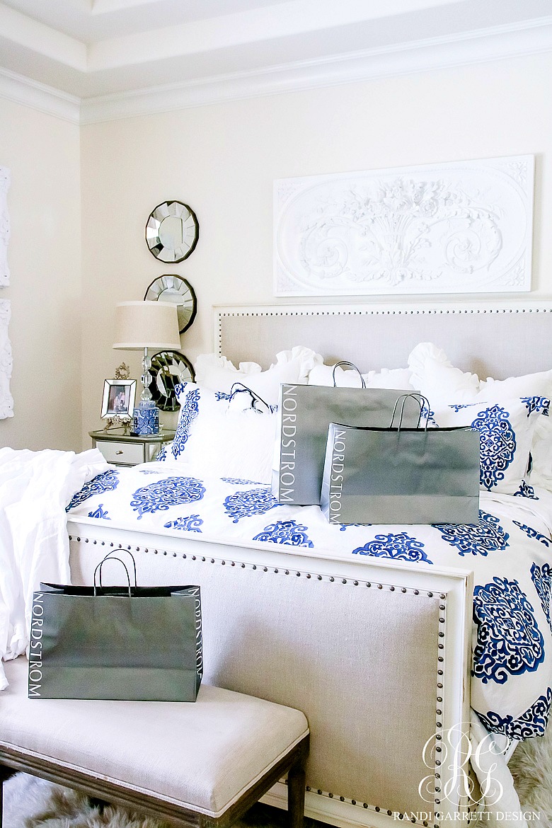 blue and white bedroom