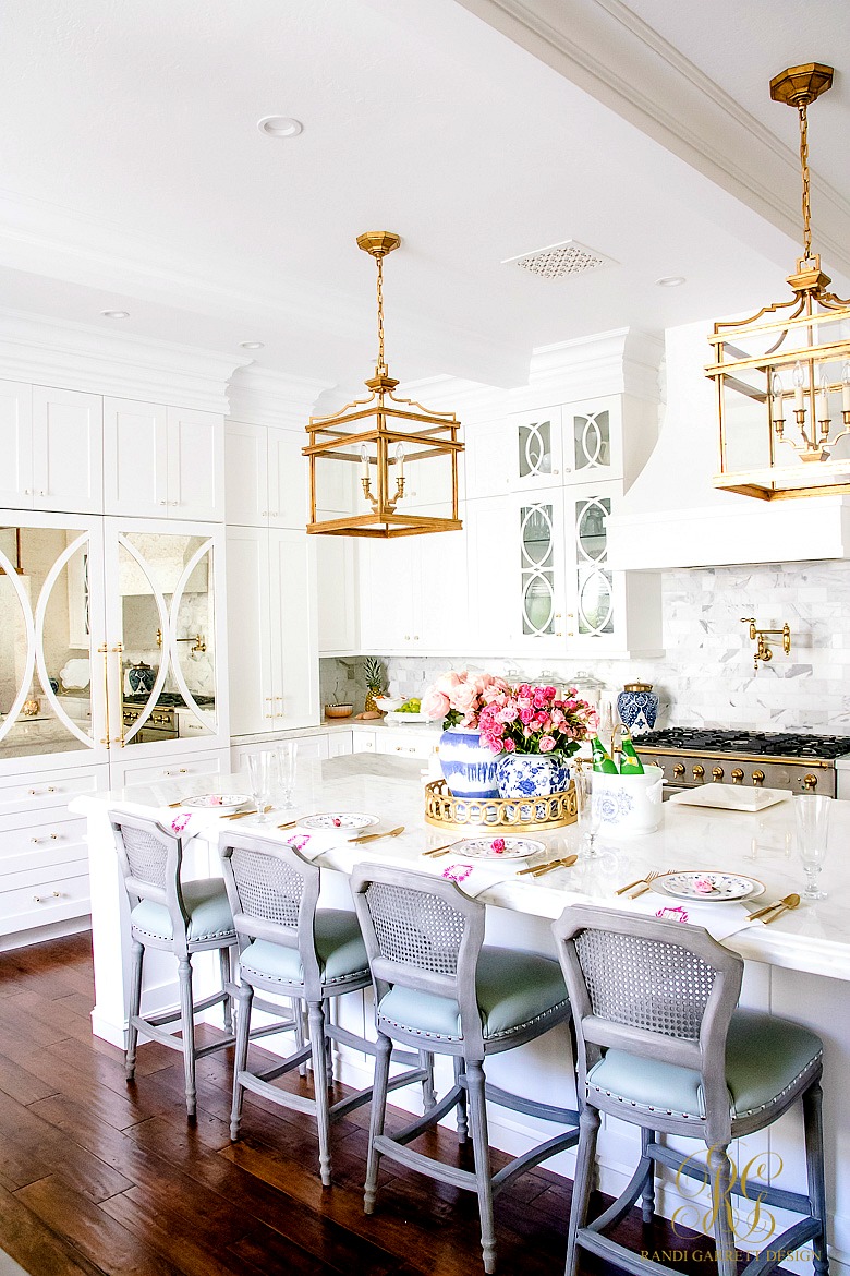 Transitional Style Barstools - white kitchen - glam decor