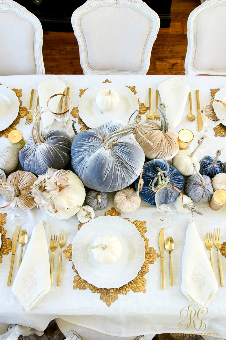 elegant blue and gold fall table