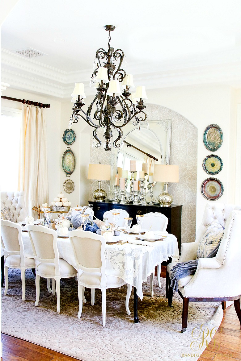 Glam Fall Dining Room + Velvet Pumpkin Table