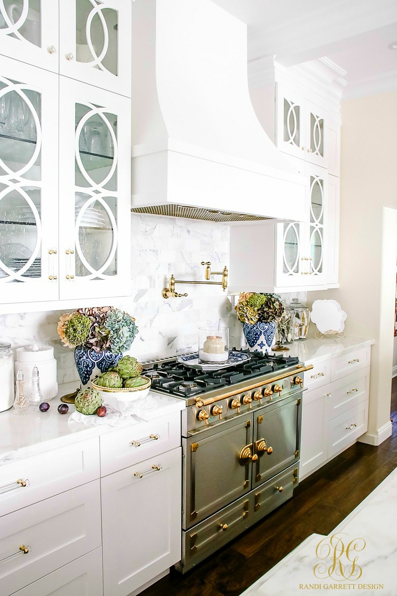 elegant white kitchen styled for fall