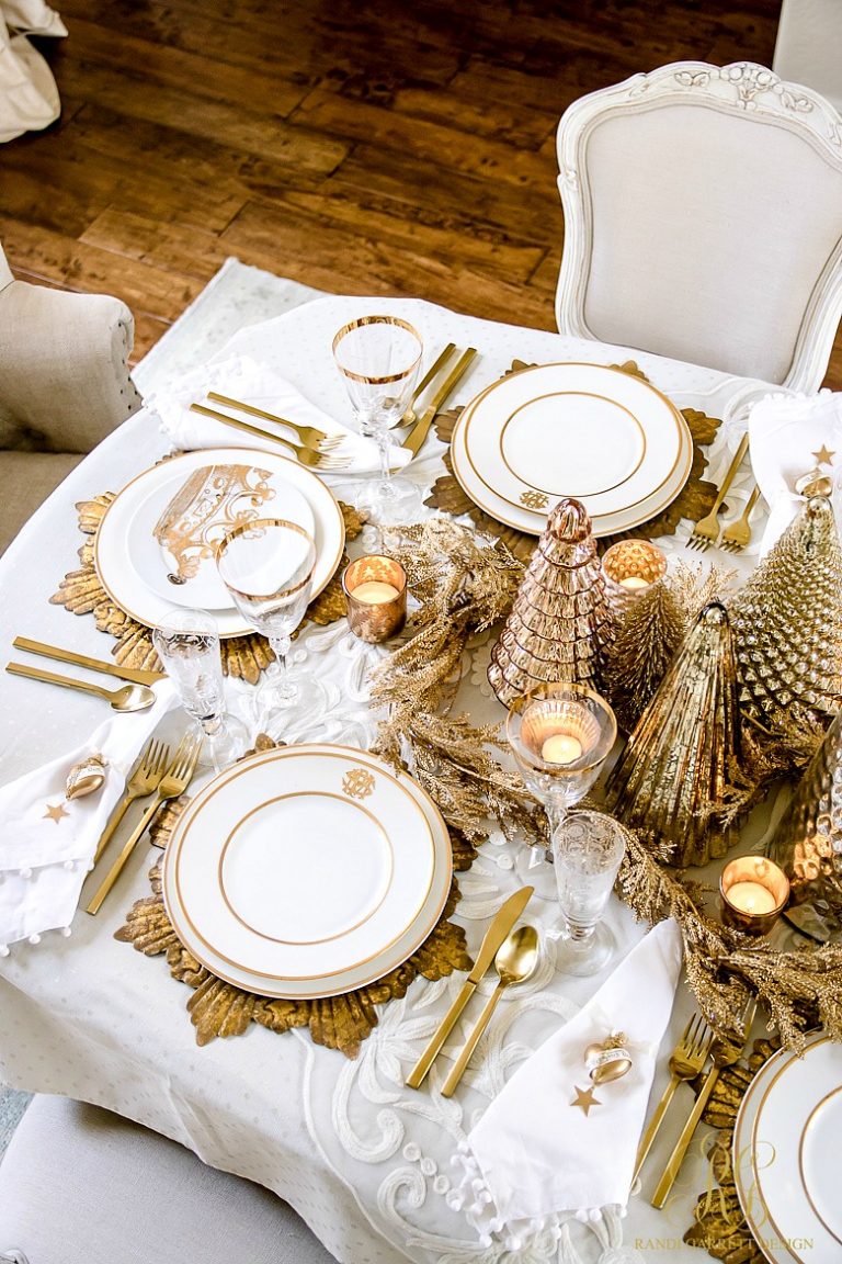 Elegant Gold Christmas Table Scape - Randi Garrett Design