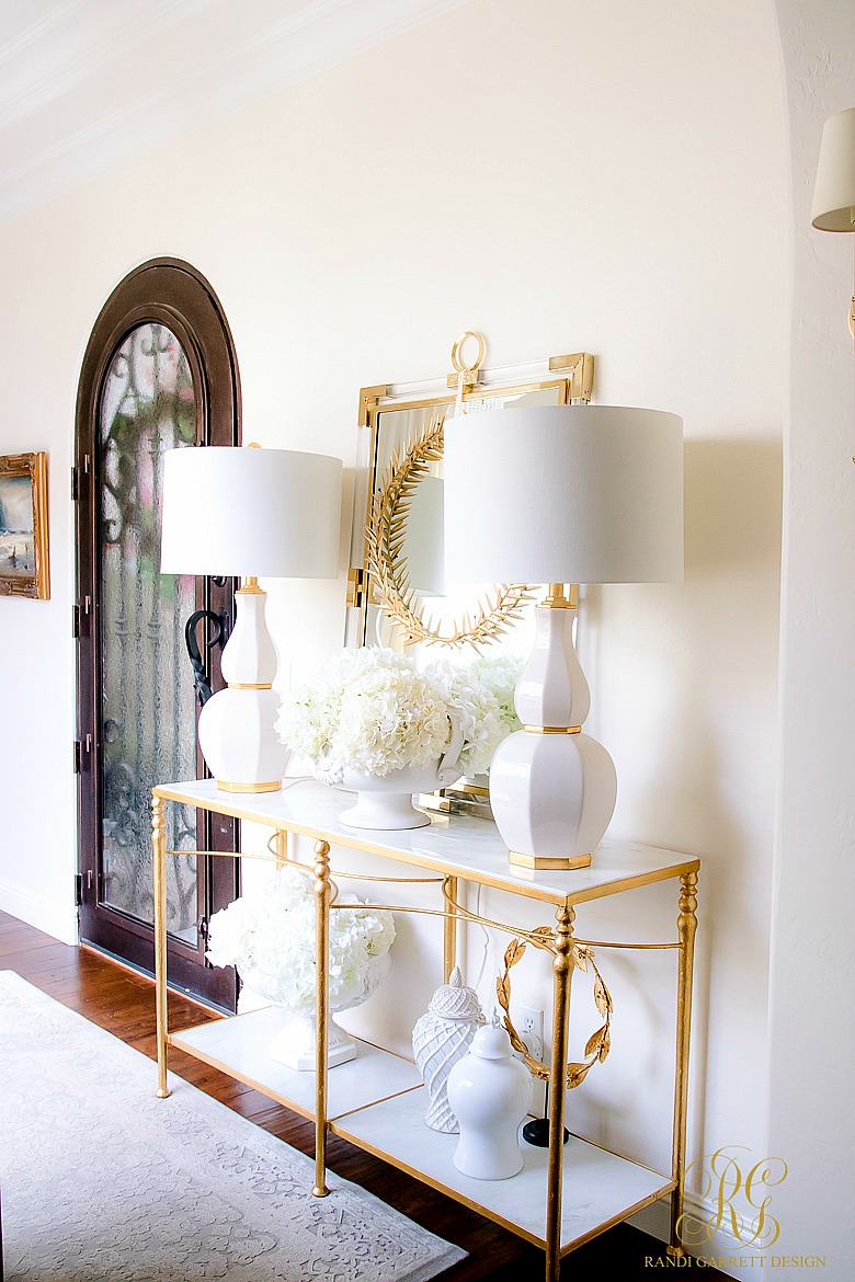 white and gold entry table - marble entry table