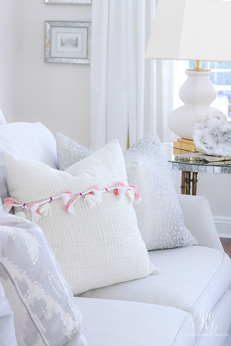 Pink Tassel Pillow - Gray Antelope Pillow - Summer decorating tips
