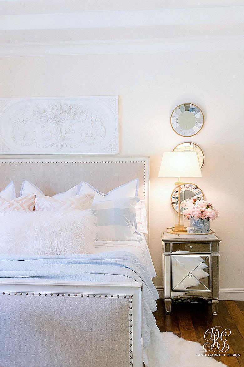 glam pink and blue summer bedroom 