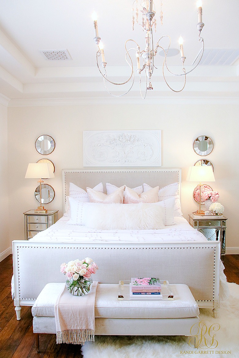 pink and white glam bedroom - master retreat
