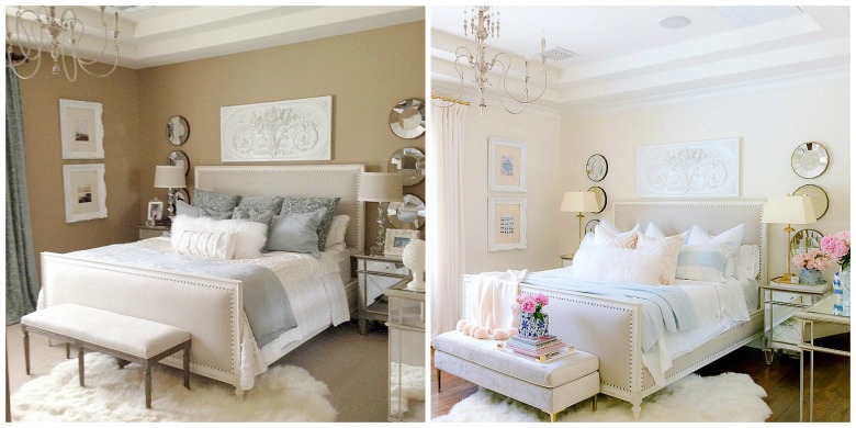 glam master bedroom - light to dark with paint