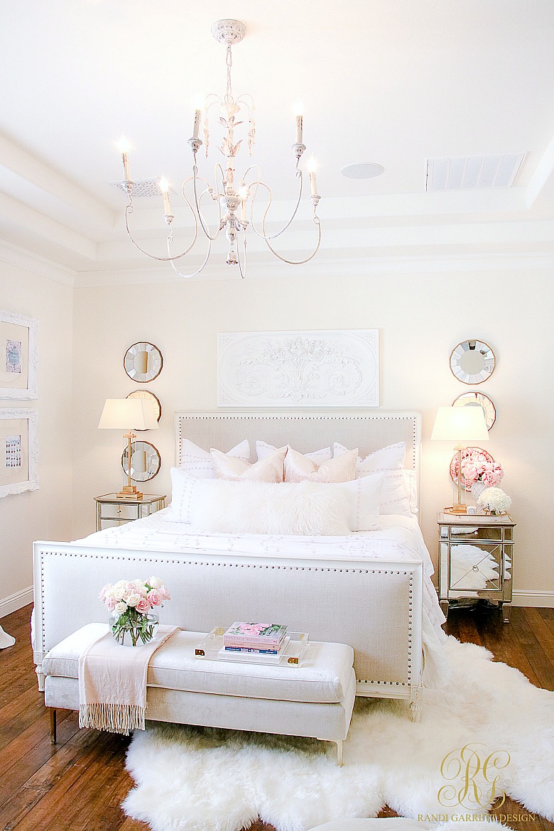 pink and white glam master bedroom - pretty bedroom ideas