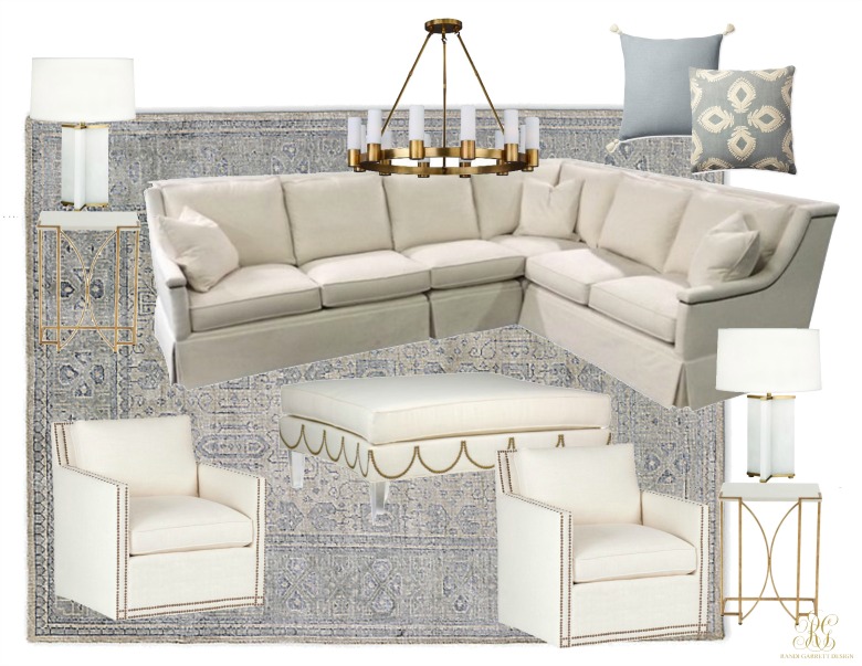 transitional family room mood board