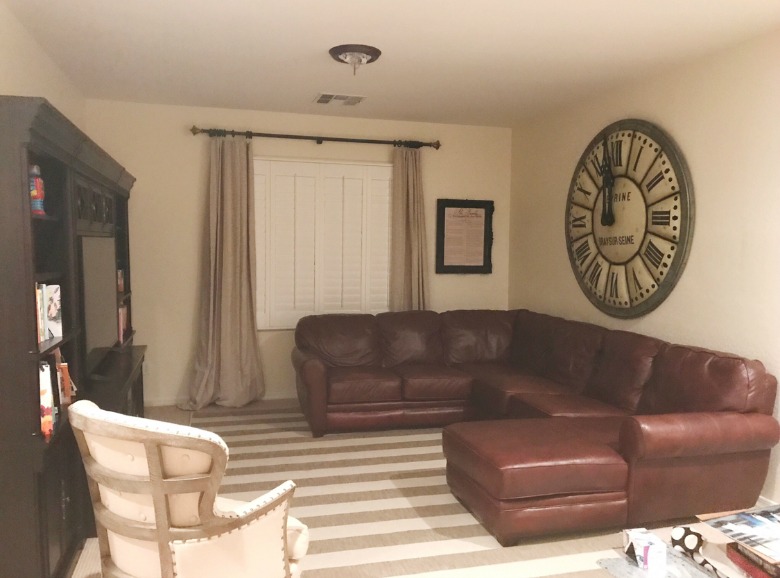 transitional family room reveal - before 