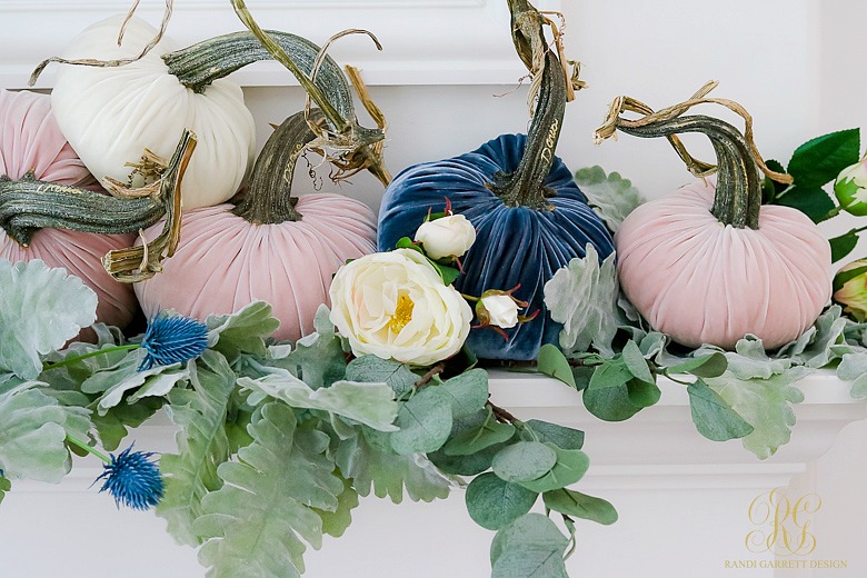 Welcoming Fall Home Tour - Fall Decorating Ideas - velvet pumpkins - fall mantel