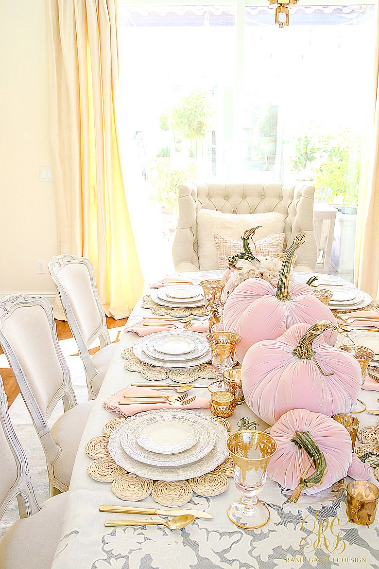 glam Pink Pumpkin Fall Tablescape