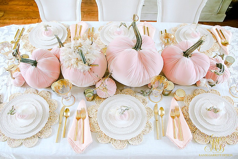 Pink Pumpkin Fall Tablescape - fall centerpiece 