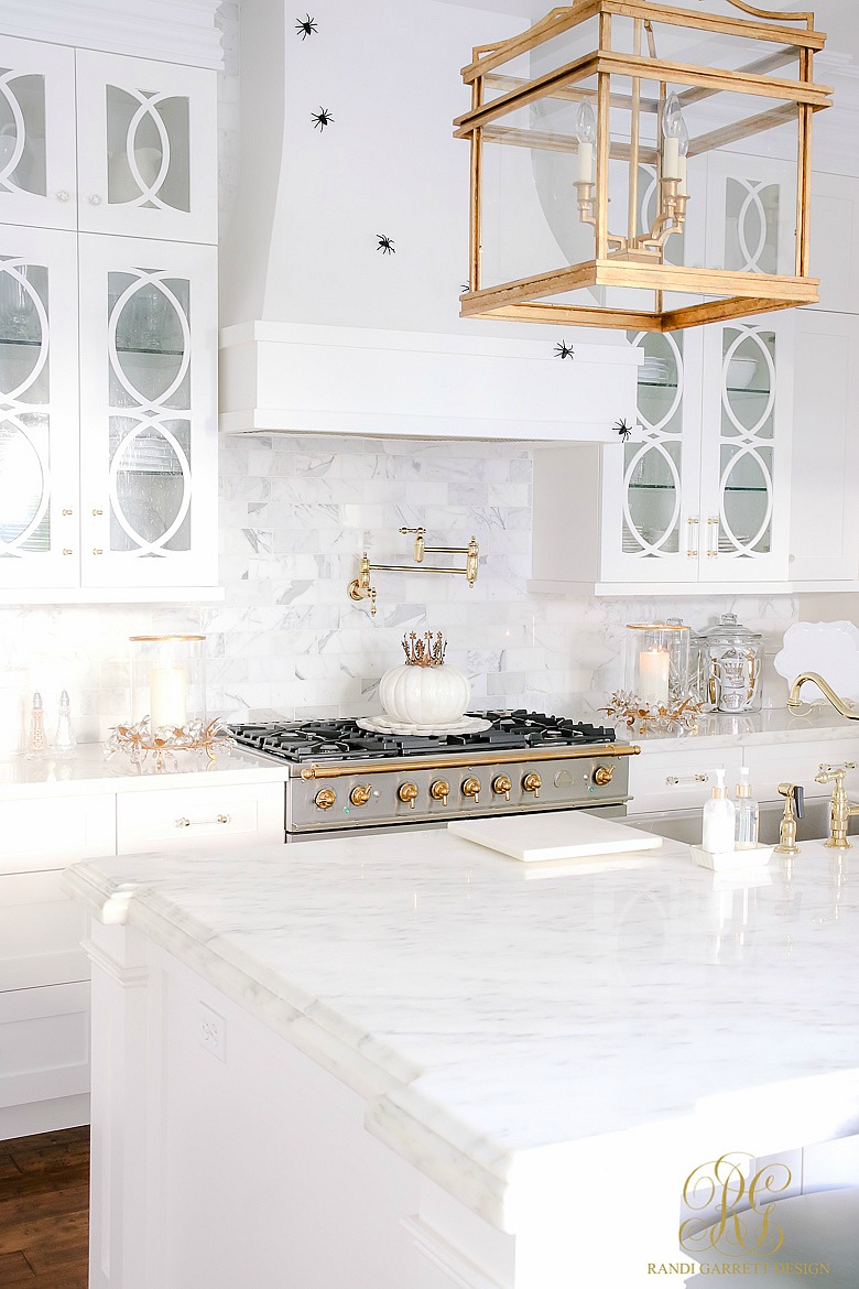 simple elegant Halloween decorating ideas - glam white kitchen