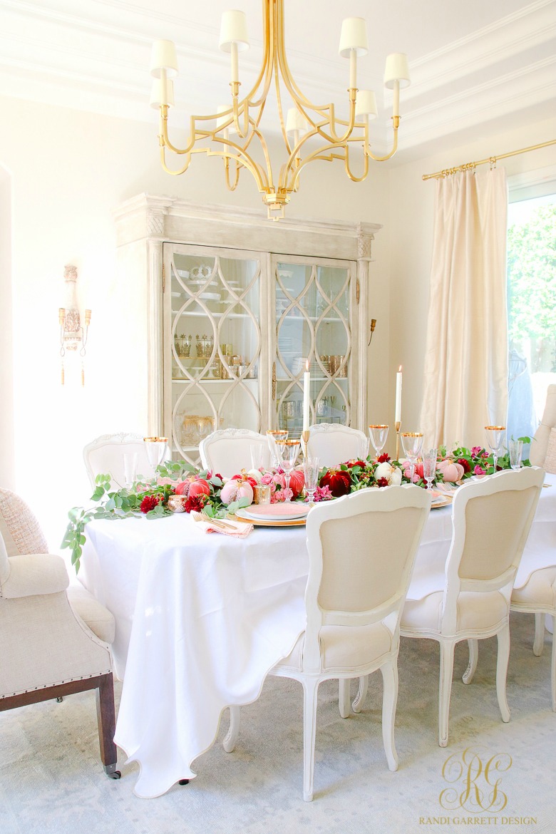 elegant dining room styled for thanksgiving