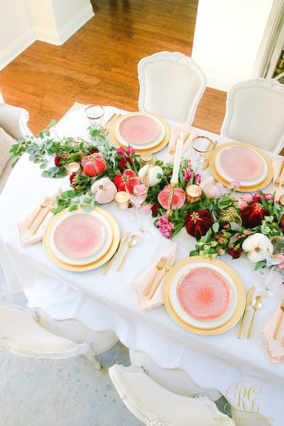 Elegant Pink and Gold Thanksgiving Table - Randi Garrett Design